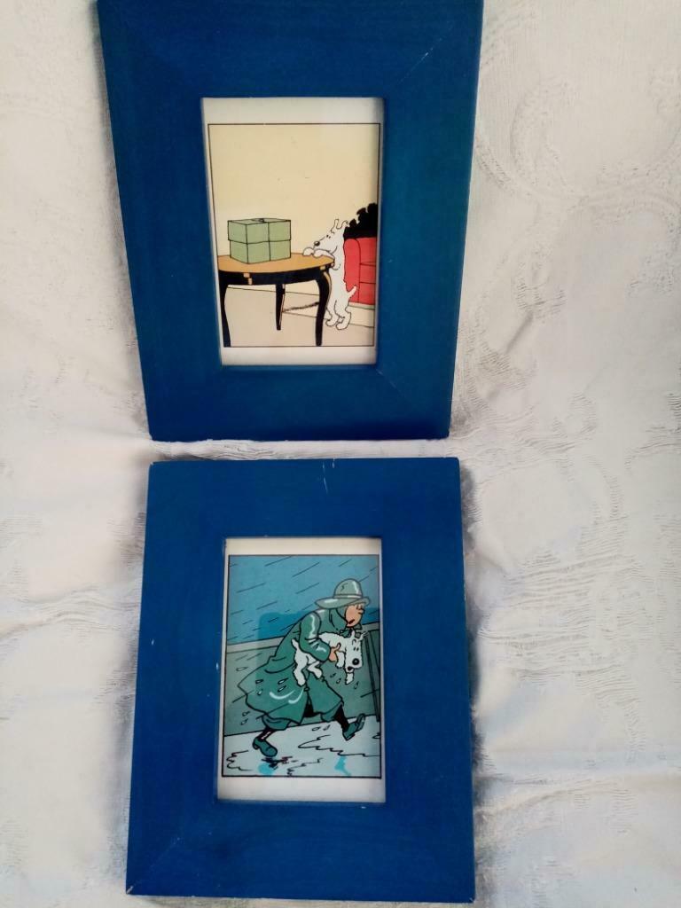 Paar ingelijste ansichtkaarten Kuifje ED.Herge Moulinsart, Verzamelen, Ophalen of Verzenden, 1980 tot heden, Ongelopen, Cultuur en Media