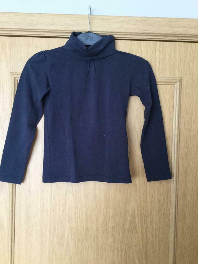 Blauwe longsleeve met rolkraag - souspull - Maat 122-128, Ophalen of Verzenden, Zo goed als nieuw, Meisje, Shirt of Longsleeve