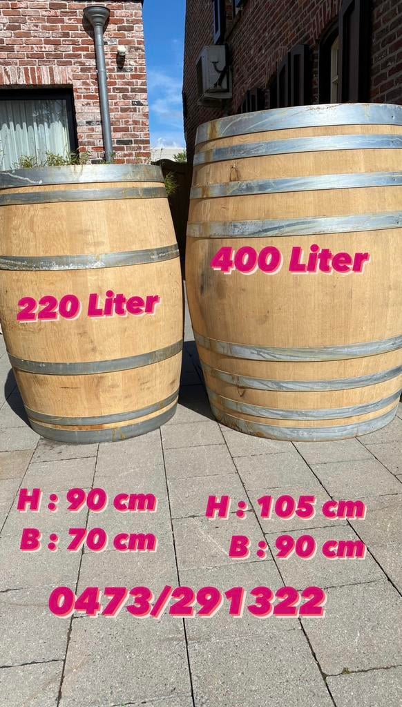 Wijnvaten 225 liter Franse eik, 150 liter of meer, Ophalen, Zo goed als nieuw, Hout