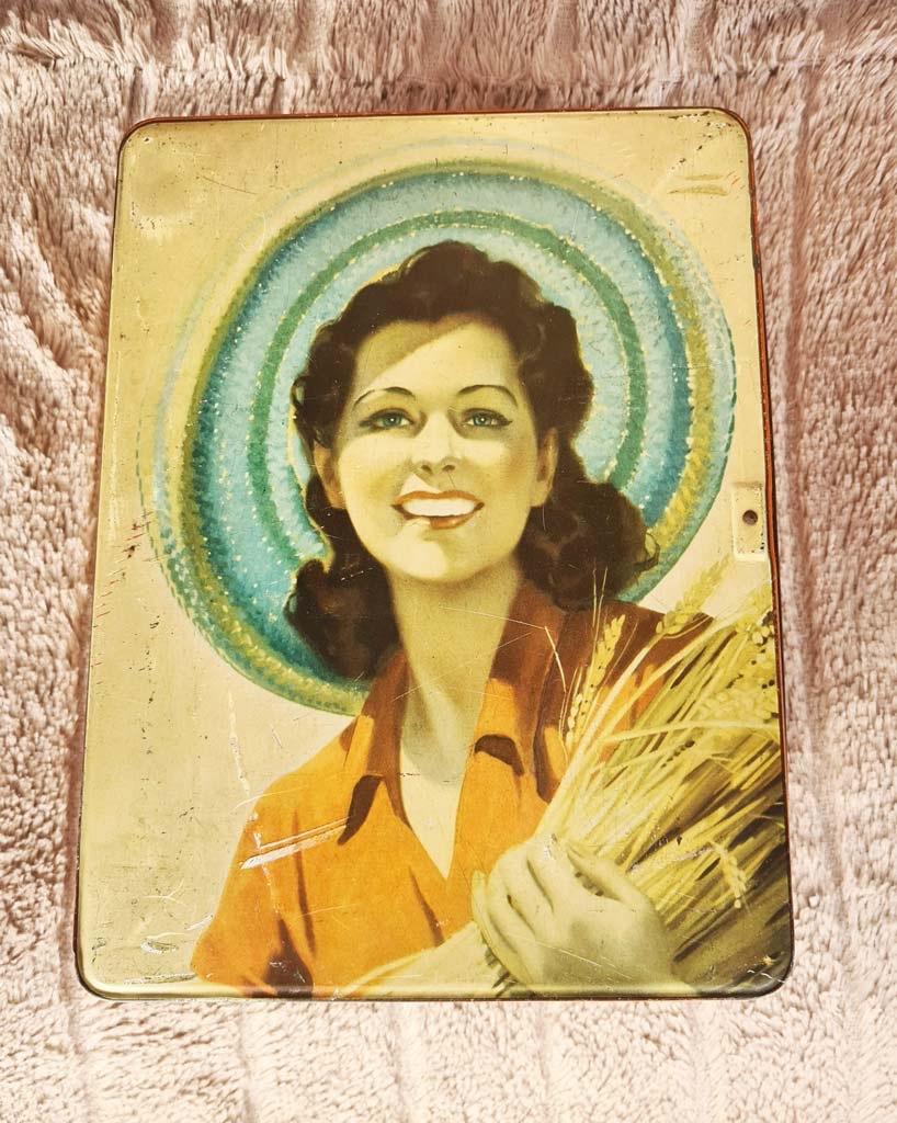 blikken doos Lonka vrouw met haver - lees info aub, Verzamelen, Ophalen