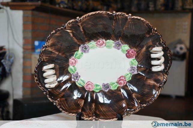 plat faience ovale  bequet poignée spirale blanche, Antiquités & Art, Enlèvement