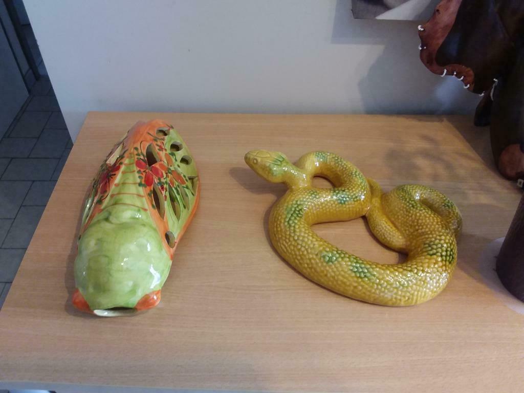 Serpent et cigale en faience, Antiquités & Art, Enlèvement ou Envoi