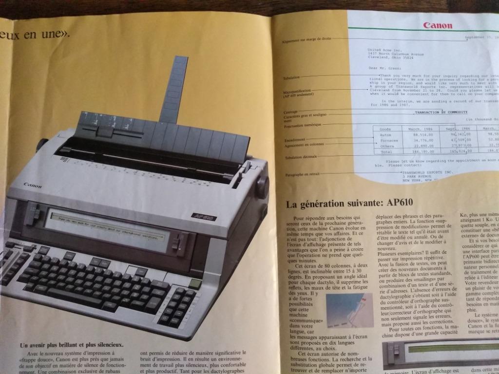Canon AP 610 elektronische typemachine, Ophalen