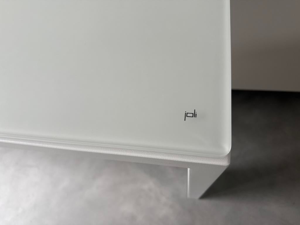Joli tafel 200cmx100cm eettafel of bureau (Belgisch design), Ophalen, Gebruikt, 50 tot 100 cm, Glas