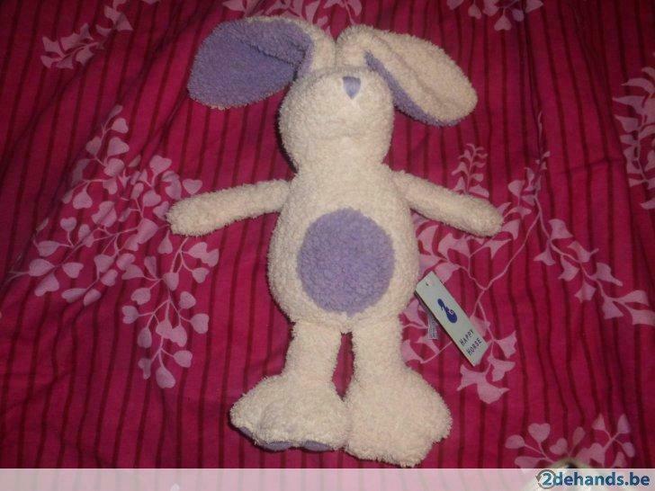 knuffel konijn wit en paars happy horse(doos 47), Kinderen en Baby's, Speelgoed | Knuffels en Pluche, Ophalen of Verzenden, Nieuw