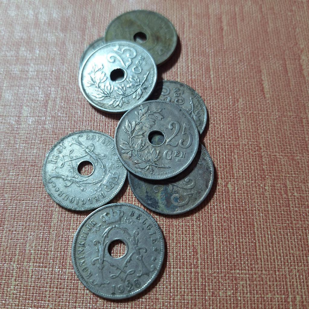 59 Belgische munten van het type Michaux 5, 10 en 25 centime, Postzegels en Munten, Verzenden, Setje