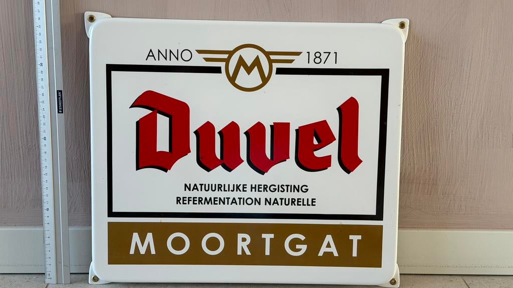 Origineel Duvel emaille bord – zware kwaliteit, Verzamelen, Ophalen of Verzenden, Zo goed als nieuw, Reclamebord, Plaat of Schild