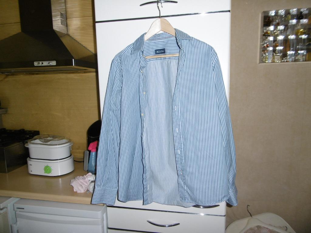 kledij heren hemd blauw gelijnd "massimo dutti" M, Blauw, Zo goed als nieuw, Massimo Dutti, Halswijdte 39/40 (M)