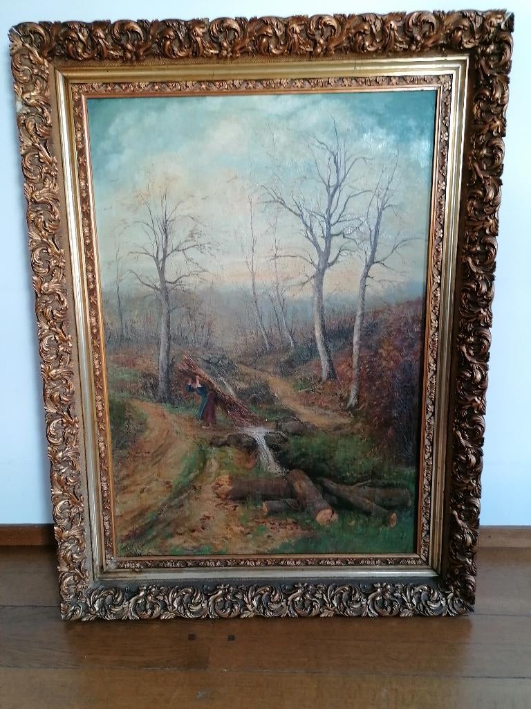 Schilderij met boszicht, Antiek en Kunst, Ophalen
