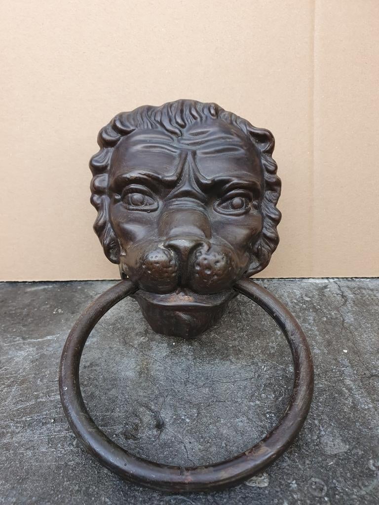Deurklopper leeuwenkop in brons/koper   Met 2 x schroefdraad, Antiek en Kunst, Antiek | Brons en Koper, Ophalen of Verzenden