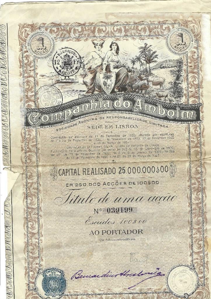 Ancienne action  (Portugal), Enlèvement ou Envoi, Utilisé