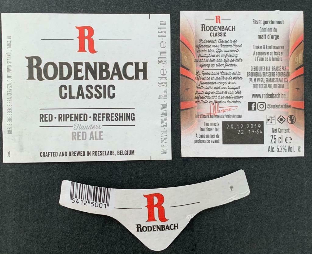 Étiquette de bière Rodenbach Brasserie Rodenbach (2b7), Enlèvement ou Envoi, Utilisé, Autres types, Autres marques