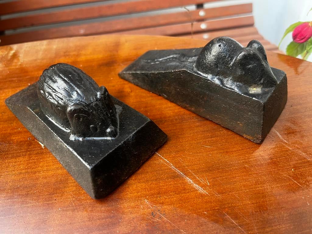 2x antiek deurstop muis in fond, Antiek en Kunst, Ophalen of Verzenden