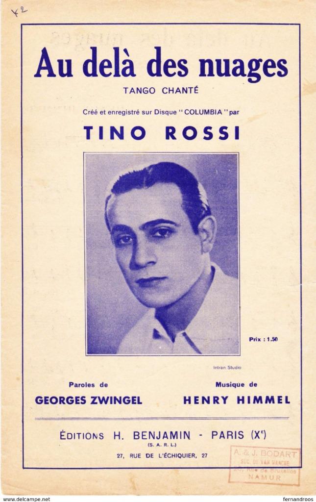AU DELA DES NUAGES   TINO ROSSI  PARTITION MUSICALE, Ophalen of Verzenden, Gelezen, Algemeen, DIVERSEN