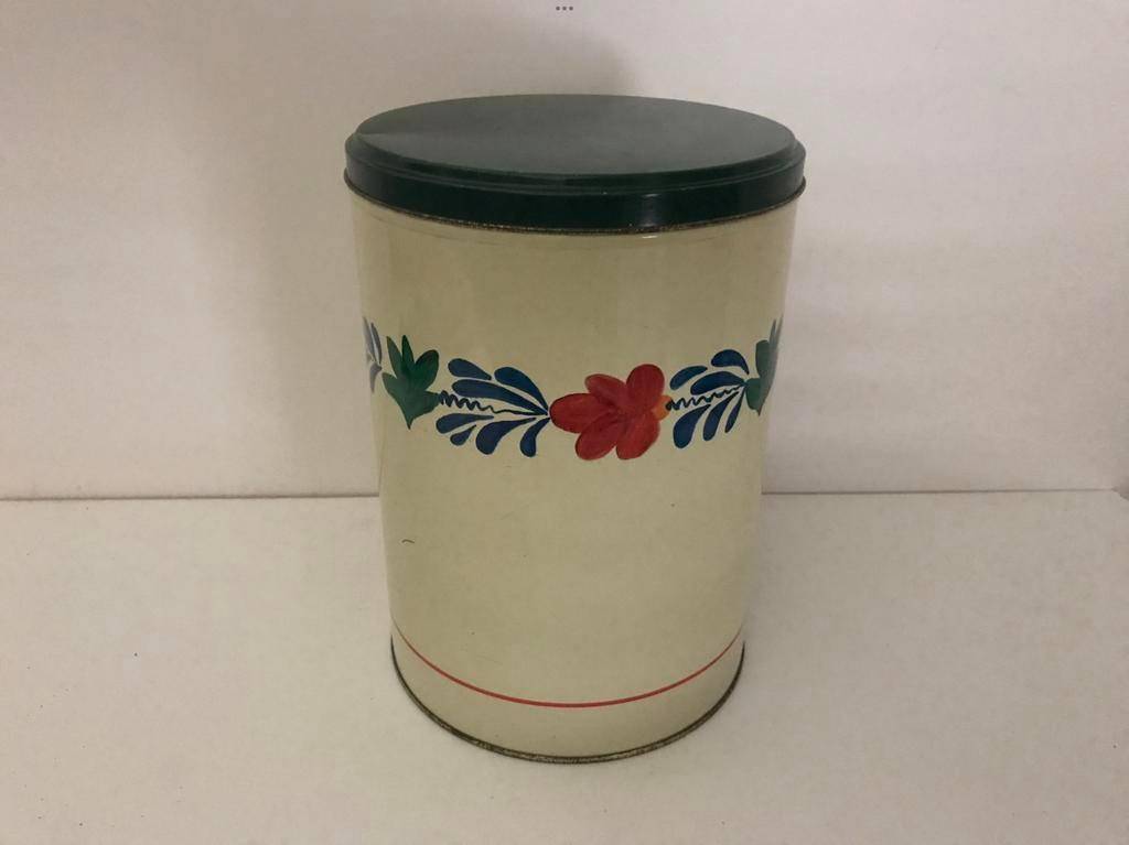 Groot blik blikken dois Tomado decor boerenbont ( 29 cm h ), Verzamelen, Ophalen of Verzenden, Gebruikt