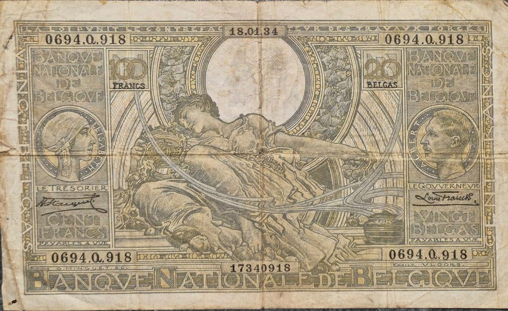 Billet de 1934, 100 francs belges, Timbres & Monnaies, Enlèvement, Billets en vrac