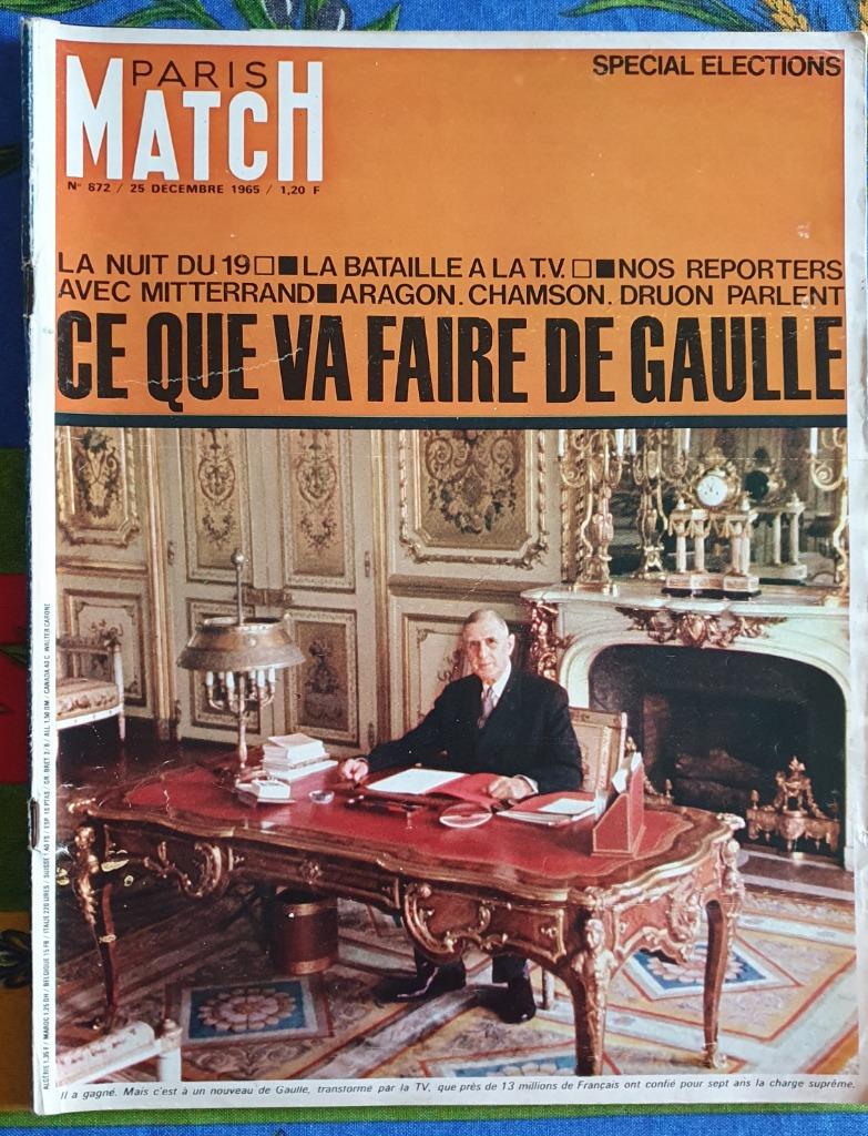 Paris Match n872 du 25/12/1965 (de Gaulle Spécial Elections), Verzamelen, Ophalen of Verzenden, 1960 tot 1980, Tijdschrift