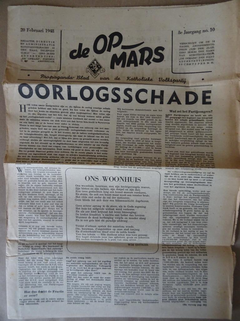 De Opmars Propaganda Blad Katholieke Volkspartij 1948, Ophalen of Verzenden