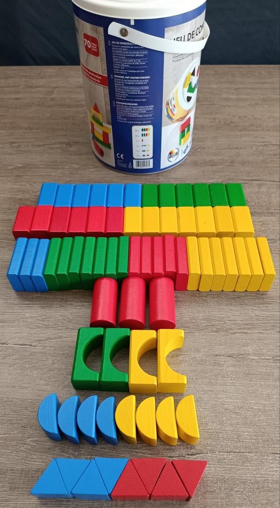 Jeu de construction en bois / 70 pièces, Enfants & Bébés, Jouets | Blocs de construction, Enlèvement ou Envoi, Comme neuf