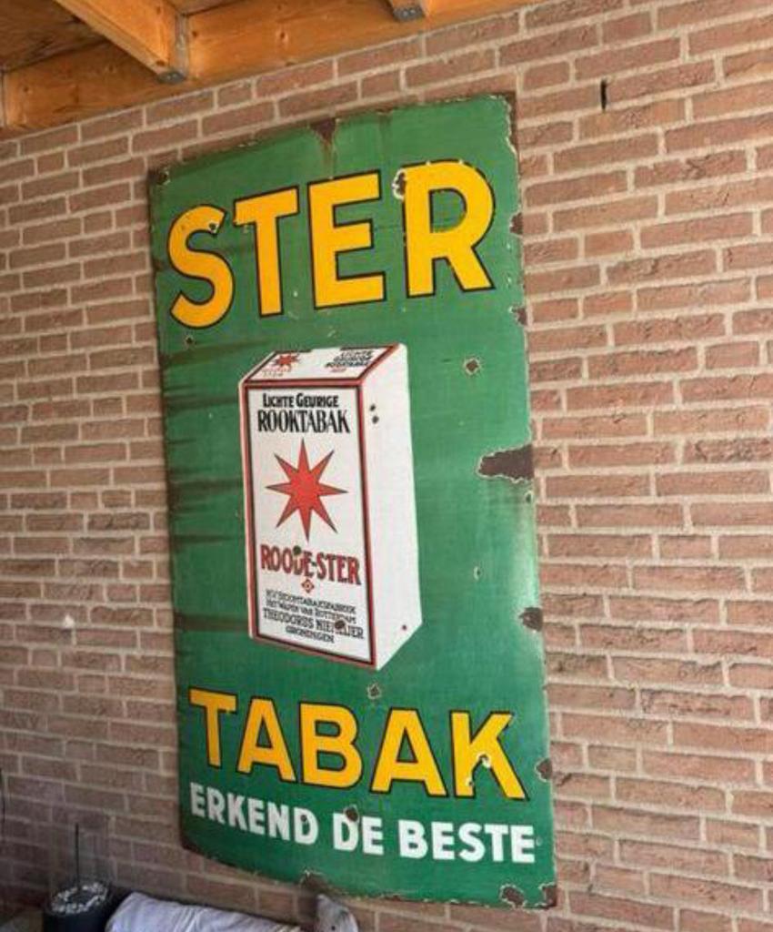 Ster tabak emaille reclamebord, Ophalen