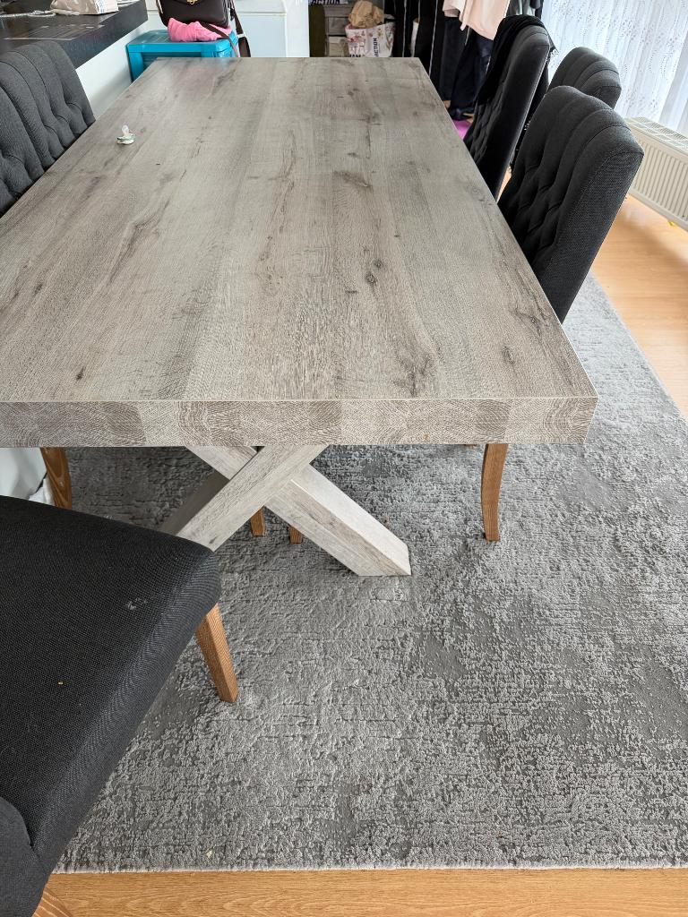 woon- en eetkamer set grijs eik, Huis en Inrichting, Tafels | Eettafels, Ophalen, Zo goed als nieuw, Eikenhout