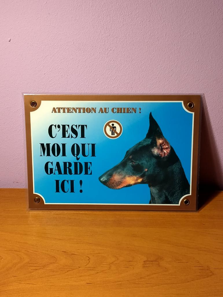 Panneau d'avertissement chien (dobermann) vintage année 90, Enlèvement