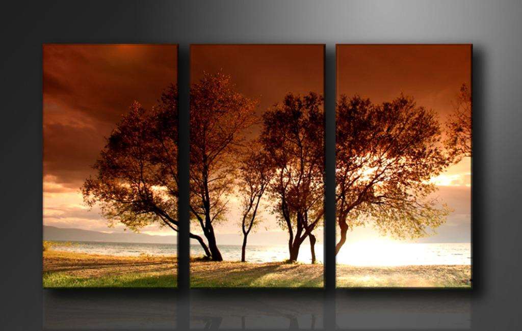 Nieuw * 3 Luik Canvas Schilderij * Natuur Bomen 90x160cm, Ophalen of Verzenden