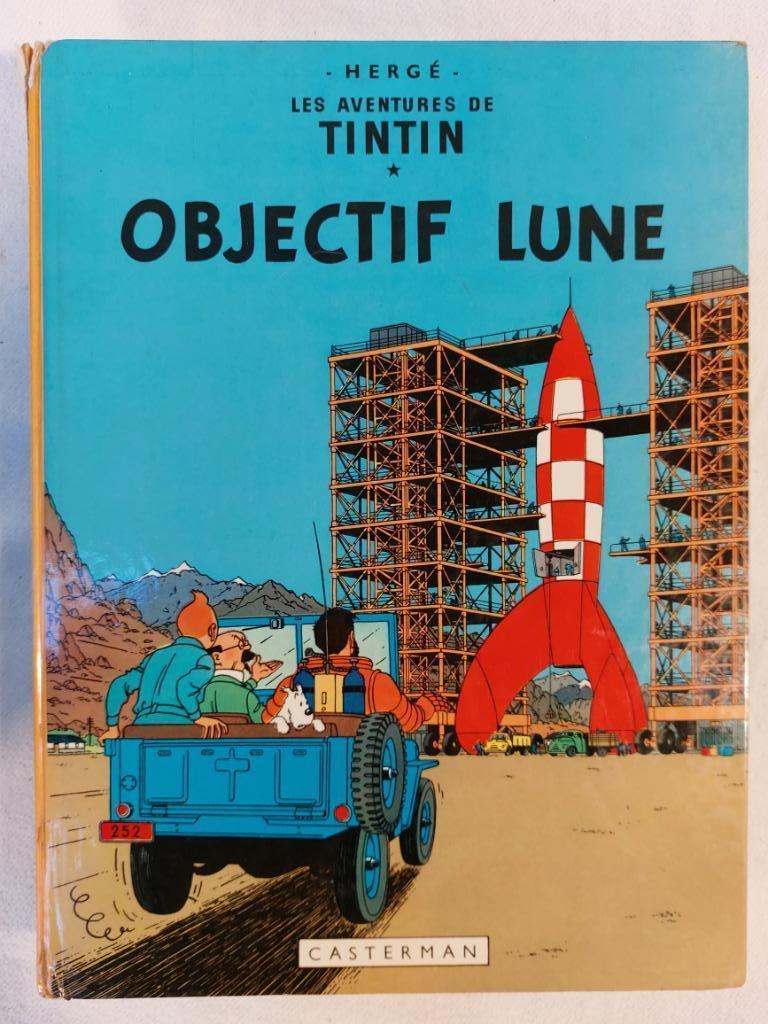 Tintin T.16 Objectif lune - Réédition (1979) - Etat moyen, Livres, Une BD, Enlèvement ou Envoi, Utilisé
