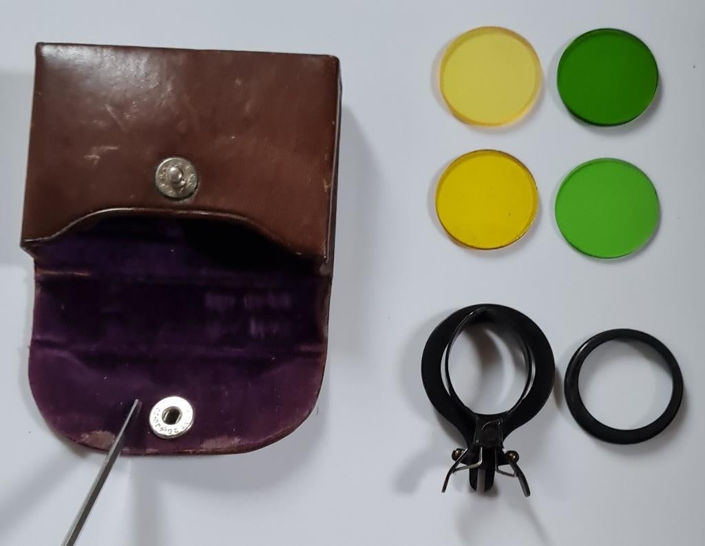 Edwardian leder etui met optical sextant glaasjes, Antiek en Kunst, Antiek | Gereedschap en Instrumenten, Ophalen of Verzenden