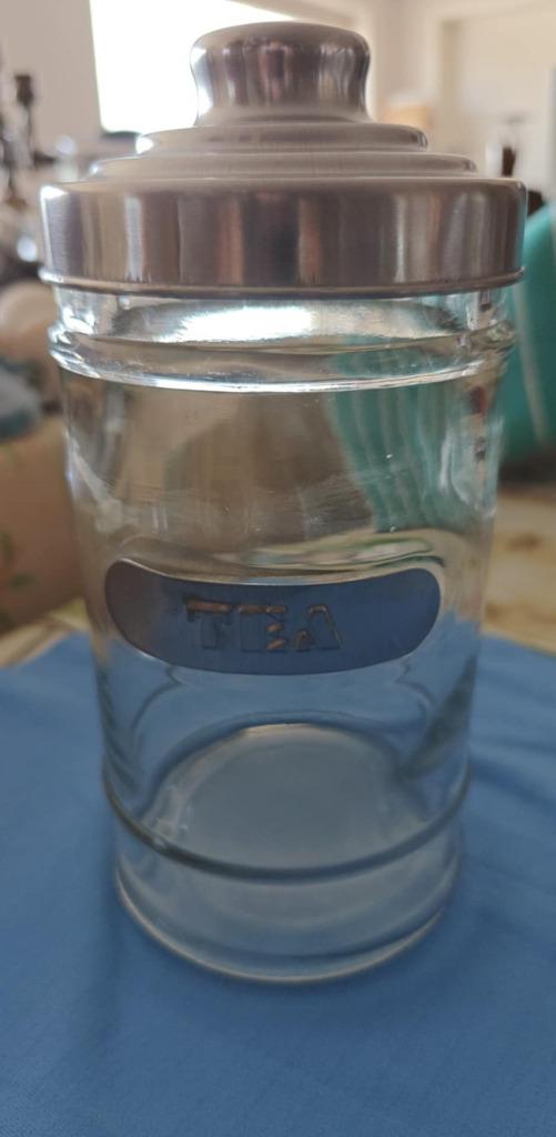 bocal en verre avec couvercle en métal, Uni, Enlèvement ou Envoi, Comme neuf, Verre