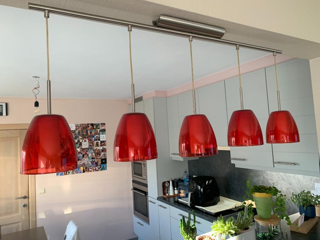 hanglamp rood, Huis en Inrichting, Ophalen, 50 tot 75 cm, Vintage, Glas