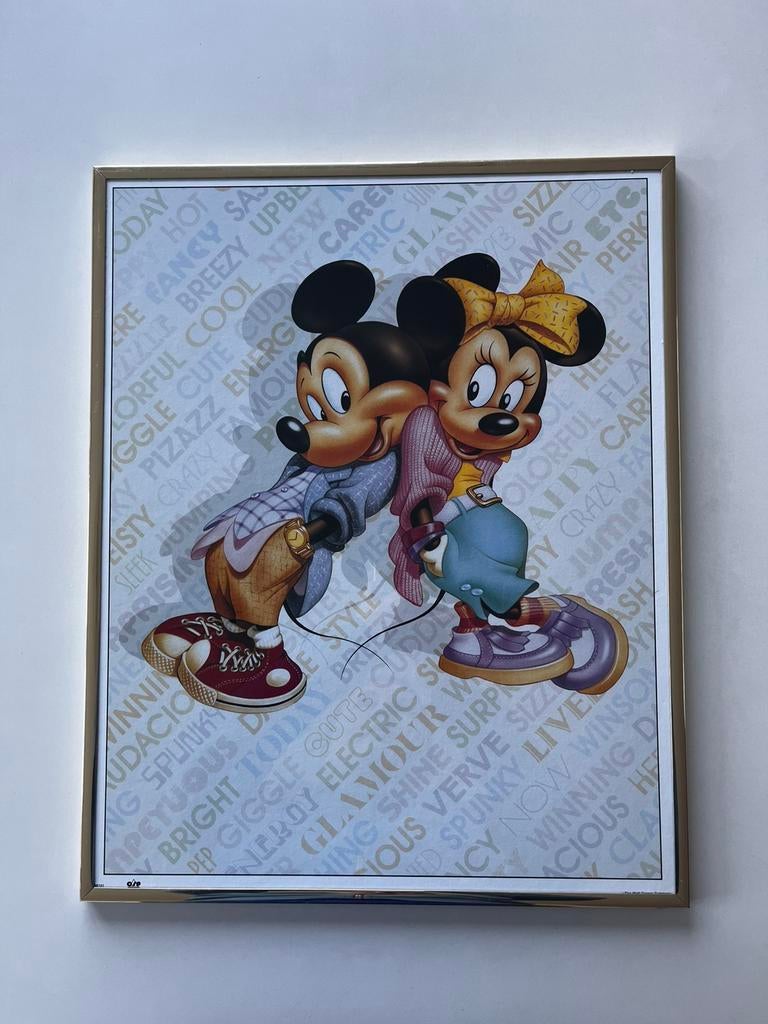 Kader Minnie en Mickey Mouse (41 op 51 cm), Verzamelen, Ophalen of Verzenden, Mickey Mouse, Gebruikt, Plaatje of Poster