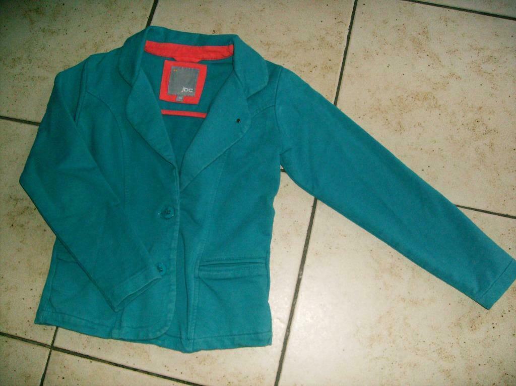 groen blauw jasje mt 134, Enlèvement ou Envoi, Utilisé, Fille, Manteau