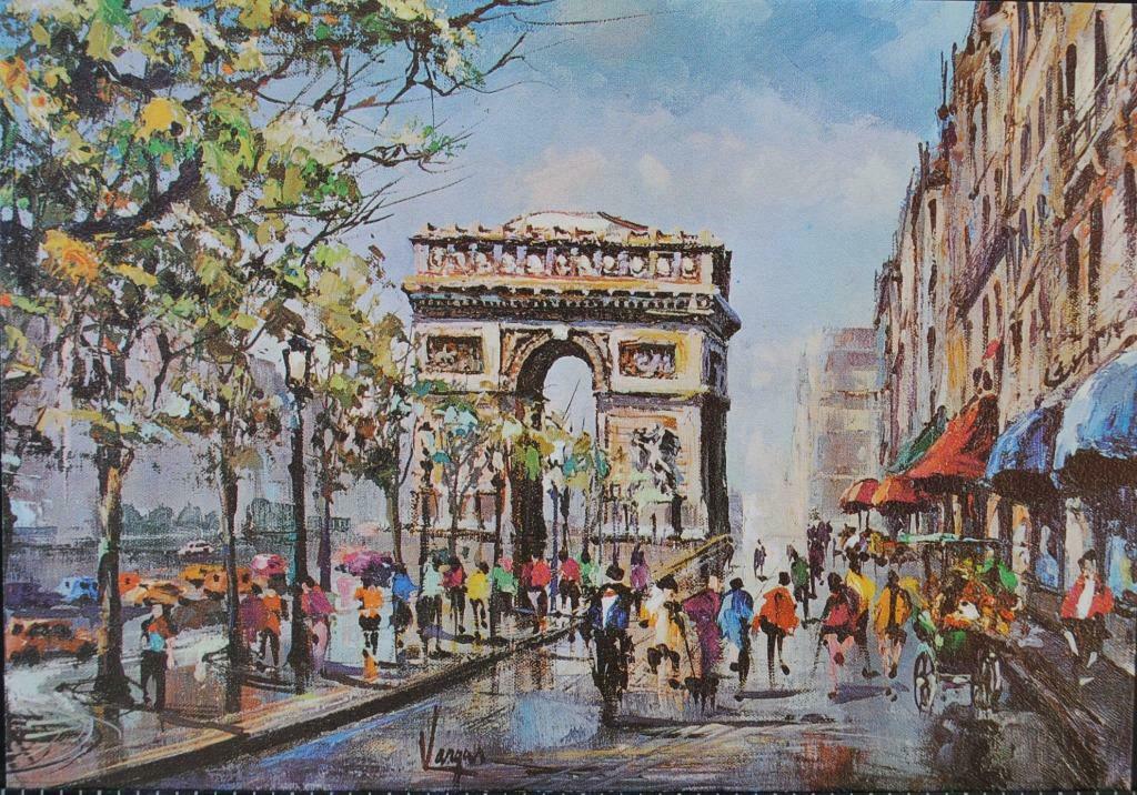Postkaart, Vargas, PARIS - L' Arc de Triomphe Les Champs-Ely, Ophalen of Verzenden, 1960 tot 1980, Ongelopen, Frankrijk