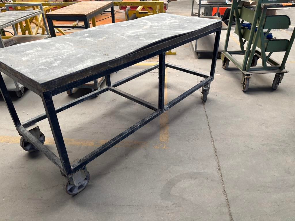 Werkbank stevige mobiele werktafel op wielen, Ophalen, Gebruikt, 170 cm of meer