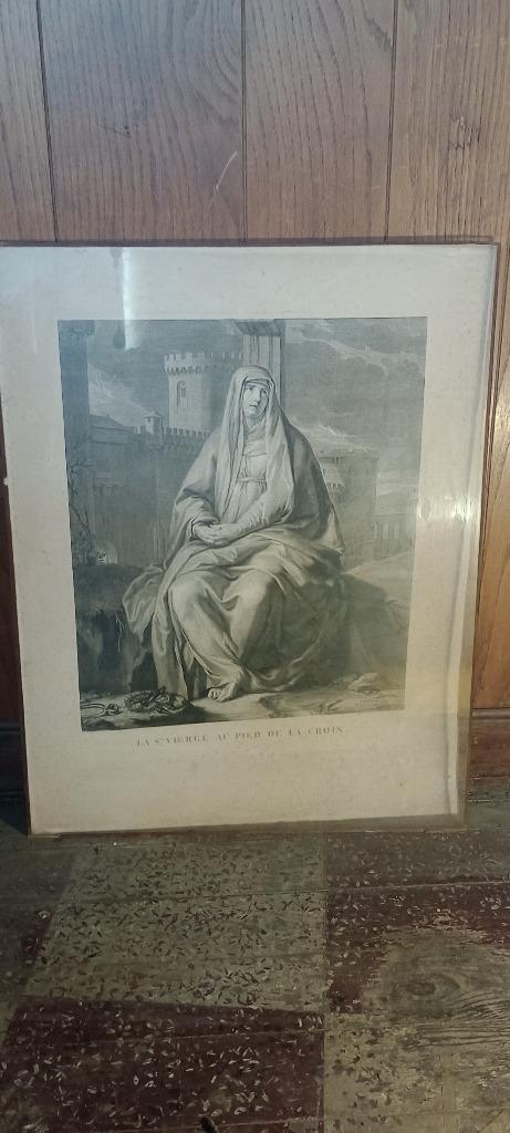 Religieuze gravure, 54x70, n138, Antiek en Kunst, Kunst | Etsen en Gravures, Ophalen