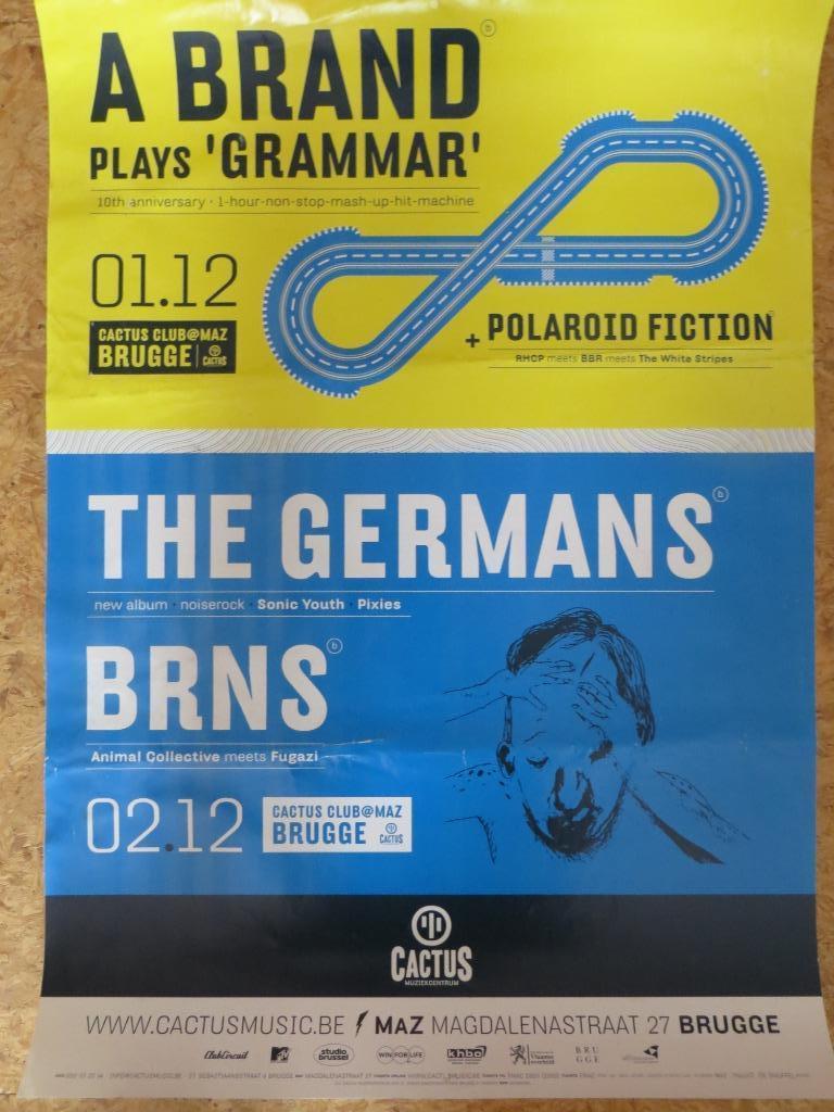 THE GERMANS / BRNS - RARE POSTER - CACTUS FESTIVAL - BRUGGE, Gebruikt, Verzenden, Deurposter of groter, Rechthoekig Liggend