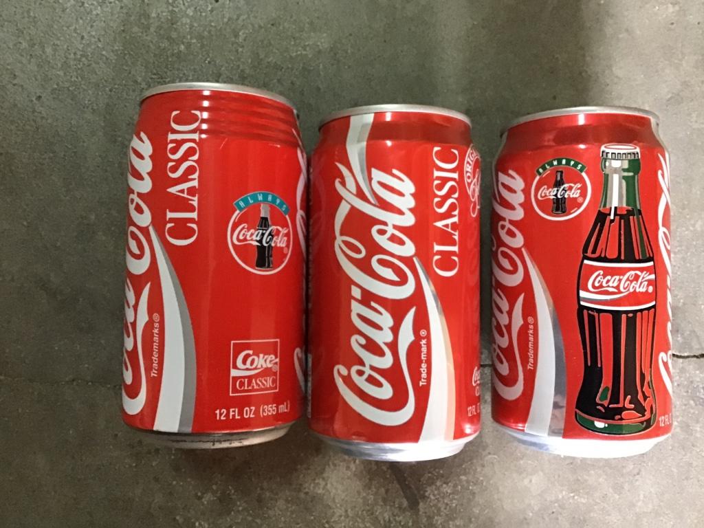Coca-Cola 5 verschillende usa blikjes, Ophalen of Verzenden, Gebruikt, Verpakking