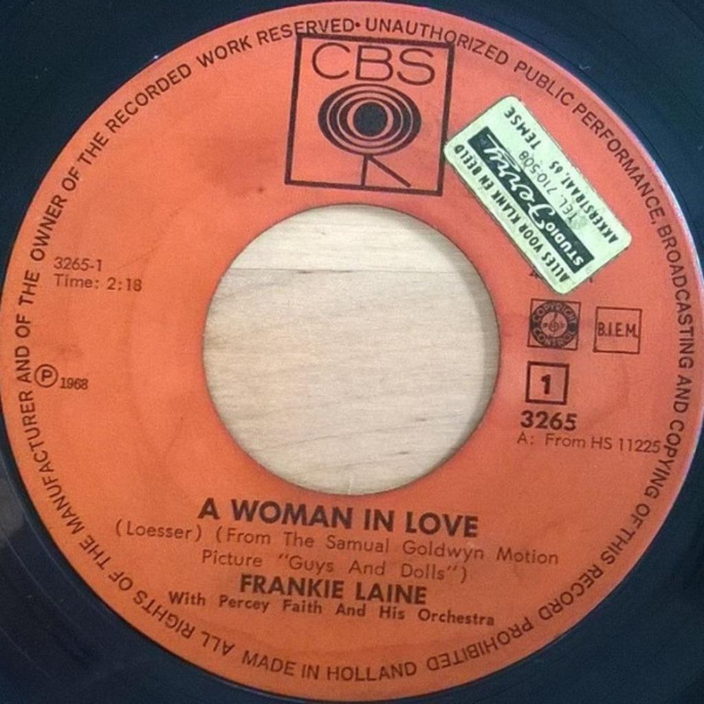 Frankie Laine — Une femme amoureuse/Answer Me '7, Enlèvement ou Envoi, Single, Utilisé, Pop