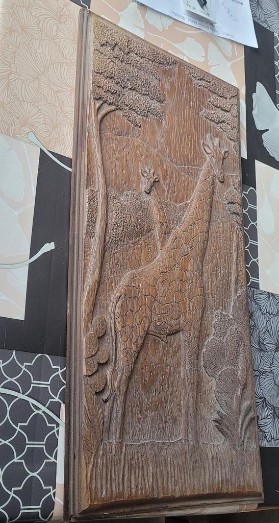 Gravure sur bois art ethnique Africaine, Enlèvement, Comme neuf