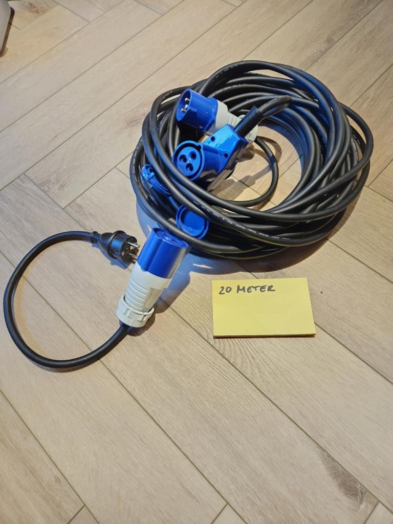 Proplus 20 meter haakse CEE kabel, Caravans en Kamperen, Ophalen of Verzenden