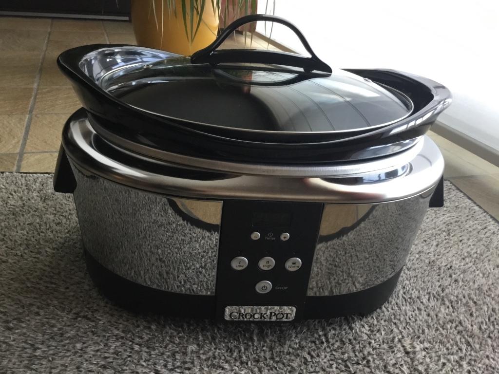 Mijoteuse CrockPot CR605 5,7 L programmable comme neuf, Elektronische apparatuur, Slowcookers, Ophalen, Timer, Zo goed als nieuw