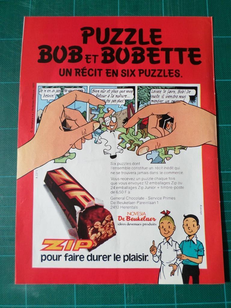 Bob et Bobette - publicité papier Zip - 1977, Enlèvement ou Envoi, Bob et Bobette, Utilisé, Autres types