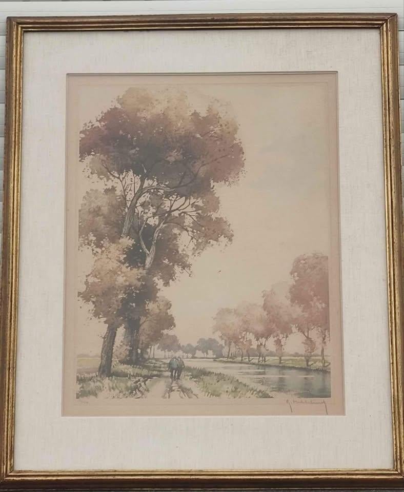 Gravure signe Roger hebbelinck, Antiquités & Art, Enlèvement ou Envoi
