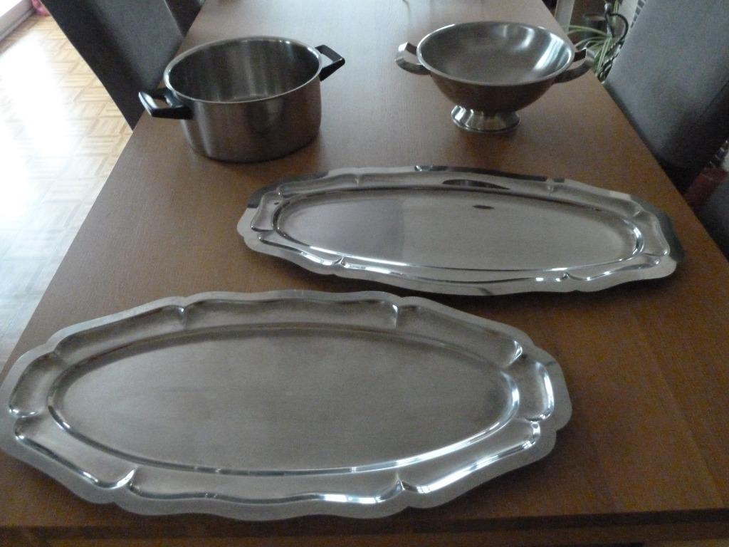 2 x Plateau de service  * Saladier * Casserole INOX, Antiquités & Art, Enlèvement ou Envoi