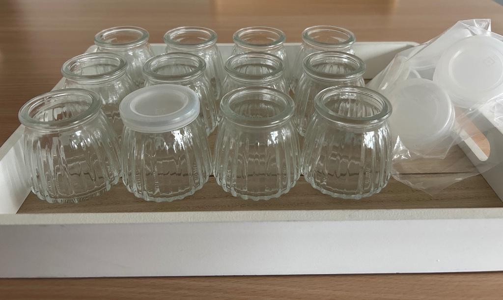 12 glazen potjes doopsuiker, Ophalen, Nieuw