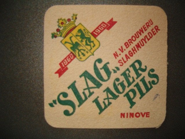 Bierviltje Slagmuylder Ninove 3: 94x94 mm, kleine hoeken, Ophalen of Verzenden, Gebruikt, Viltje(s)