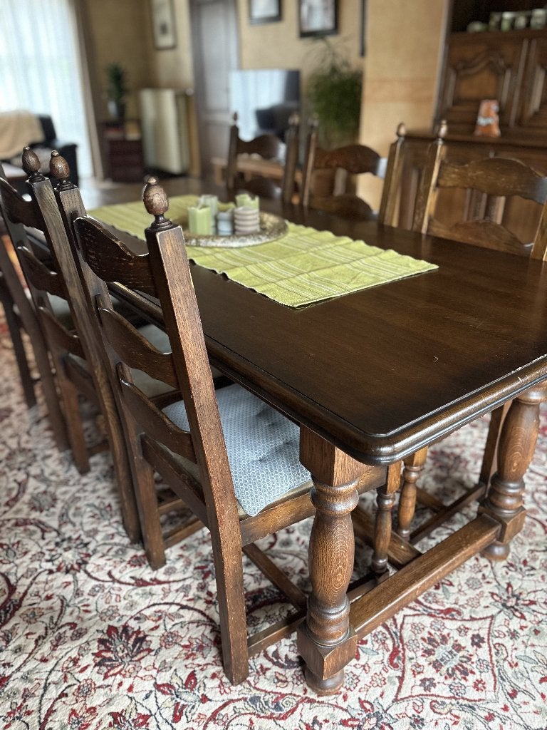grote houten tafel 6p, Ophalen, Gebruikt, 50 tot 100 cm, 100 tot 150 cm