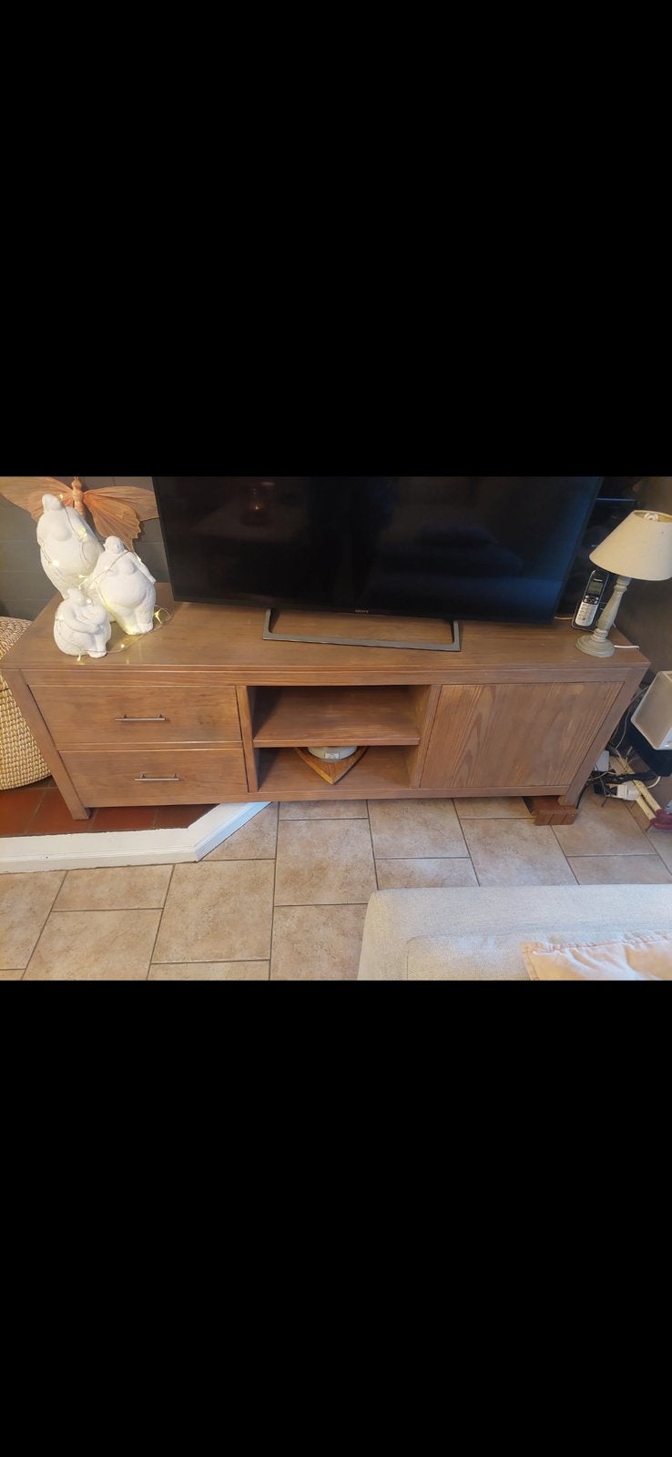 TV en bois massif - meuble en pin jaune., Maison & Meubles, Enlèvement