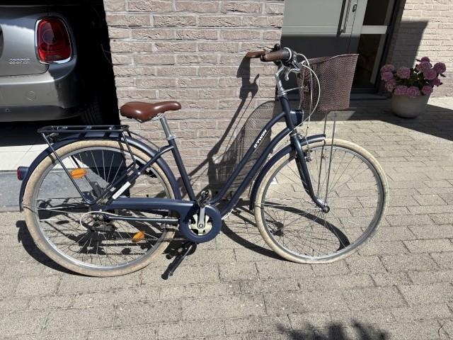 Decathlon meisjesstadsfiets Elops520 donkerblauw, Gebruikt, Velgrem, Versnellingen, Btwin